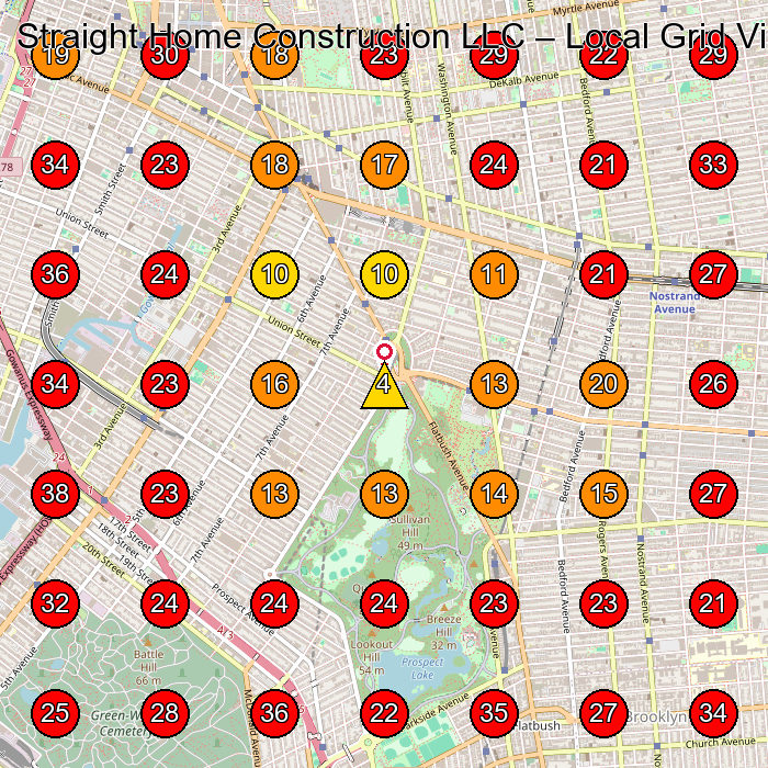 Straight Home Construction LLC GeoGrid visibility map for Construction Company in Brooklyn
